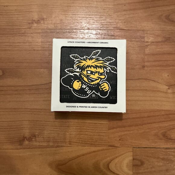 Wichita State University WSU Shockers 4-Pack Ceramic Coasters - Picture 1 of 7